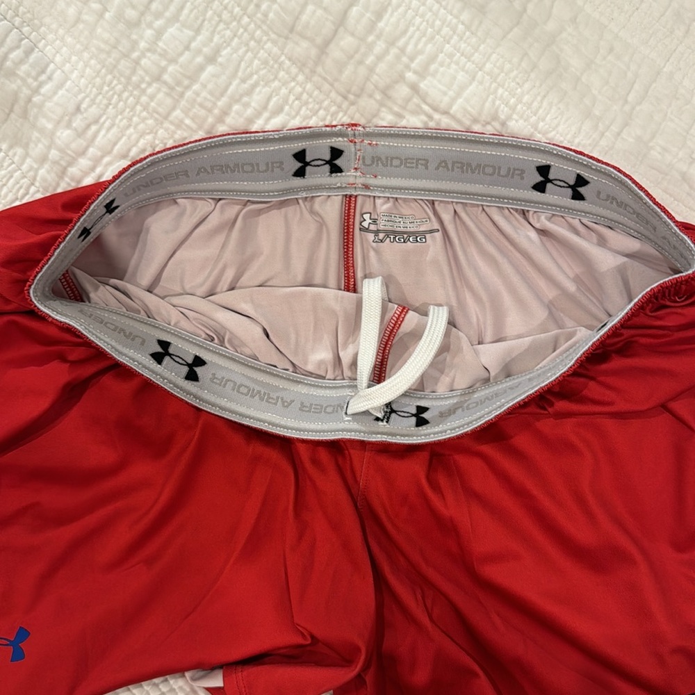 Women’s Under Armour Athletic Shorts | All America Lacrosse | Red Blue | XL - Picture 4 of 7